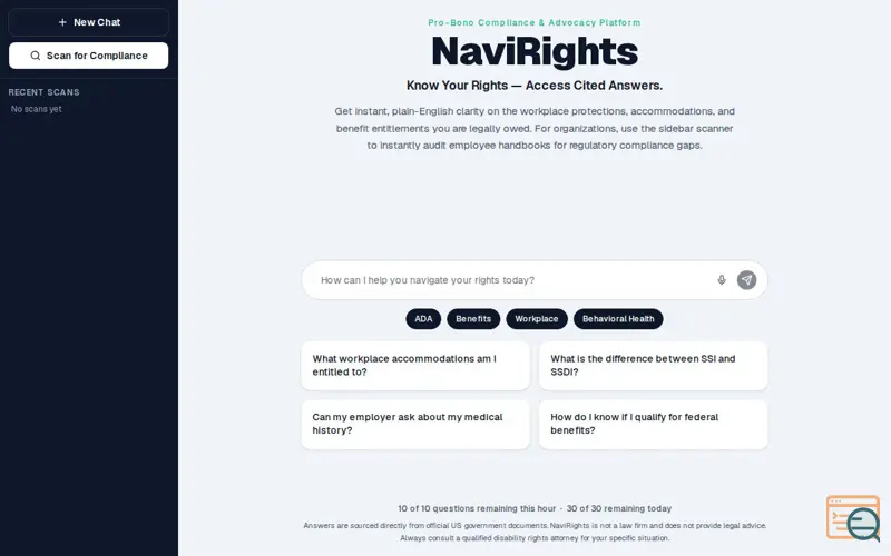 Screenshot of NaviRights