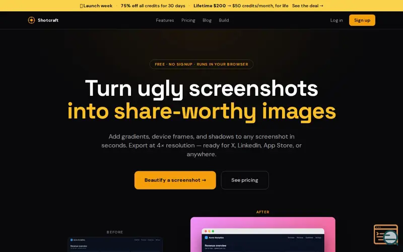 Screenshot of Shotcraft