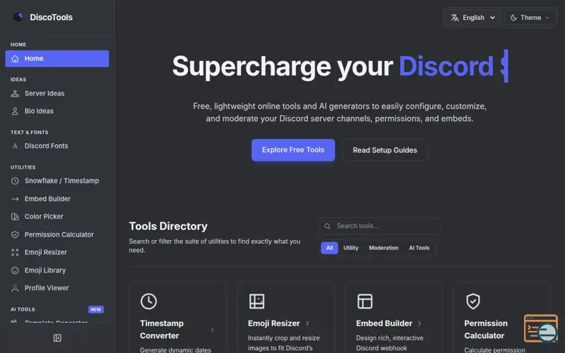 Screenshot of DiscoTools