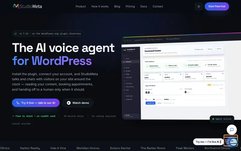 Screenshot of StudioMeta Voice AI, a launch using Yoast