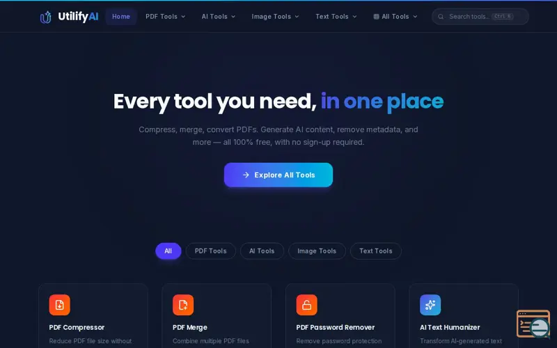 Screenshot of UtilifyAI