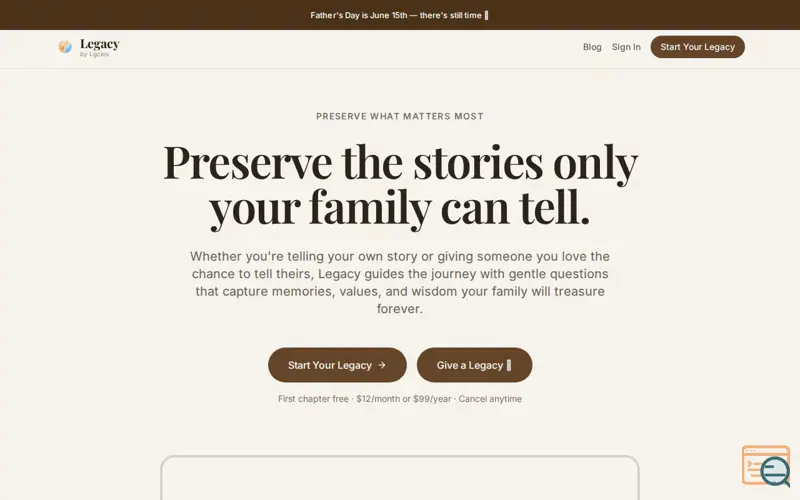 Screenshot of Legacy by Lgcies — Preserve your story 