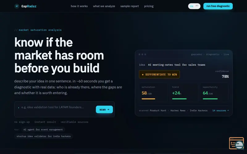 Screenshot of GapRadar