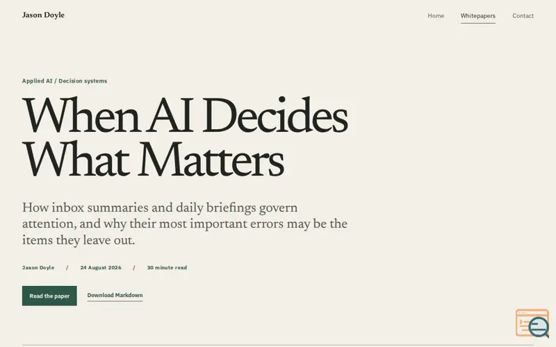 Screenshot of When AI Decides What Matters