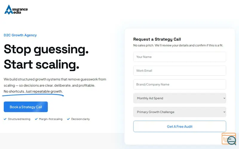 Screenshot of D2C Marketing Agency in India