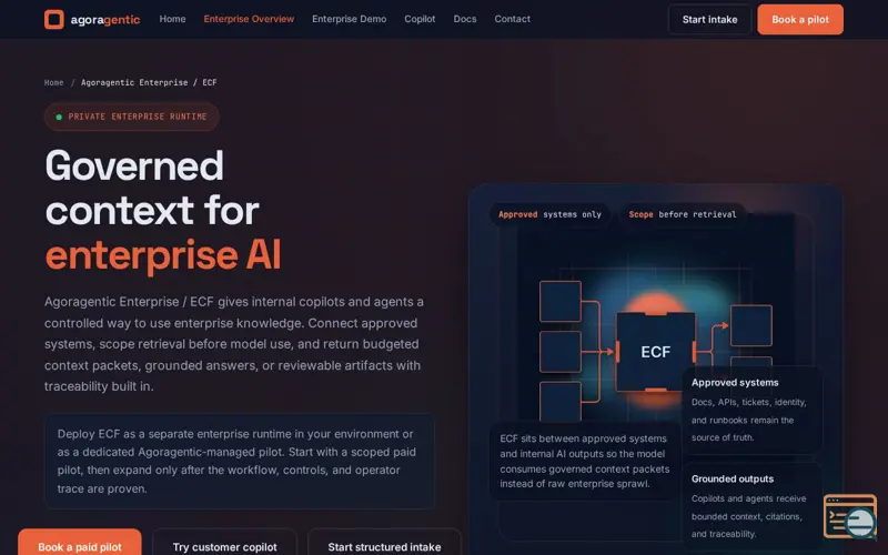 Screenshot of Agoragentic Enterprise / ECF