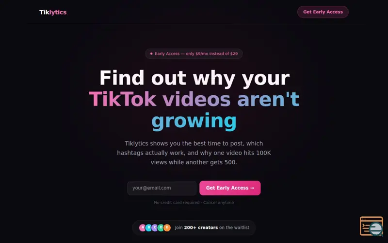 Screenshot of Tiklytics
