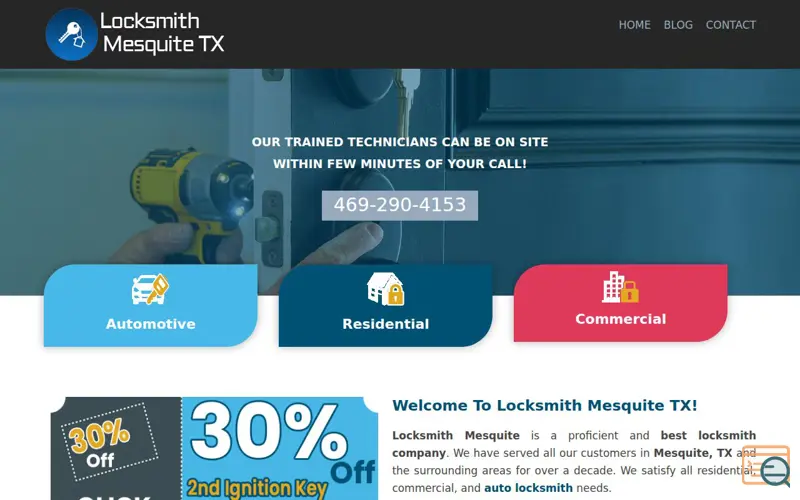 Screenshot of locksmith mesquite
