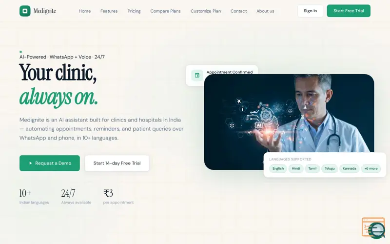 Screenshot of medignite.aignite.biz