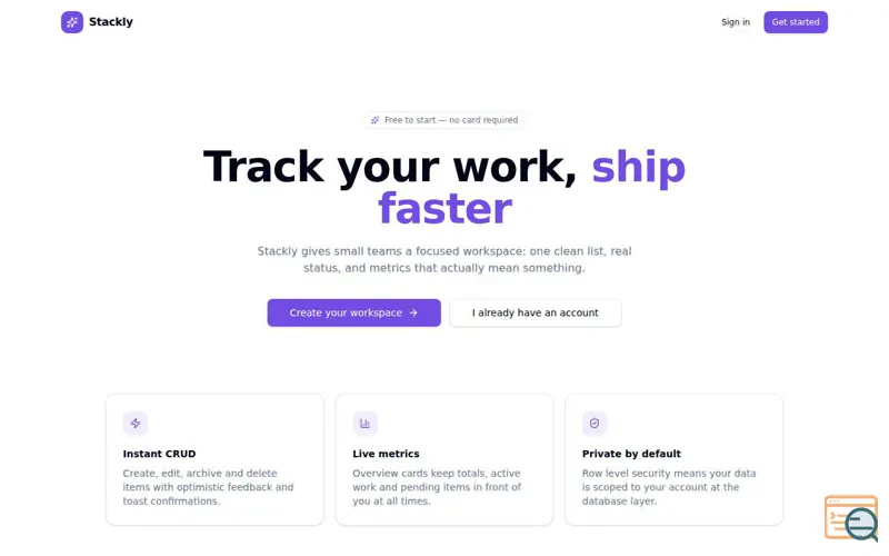 Screenshot of Stackly — Track your work, ship faster