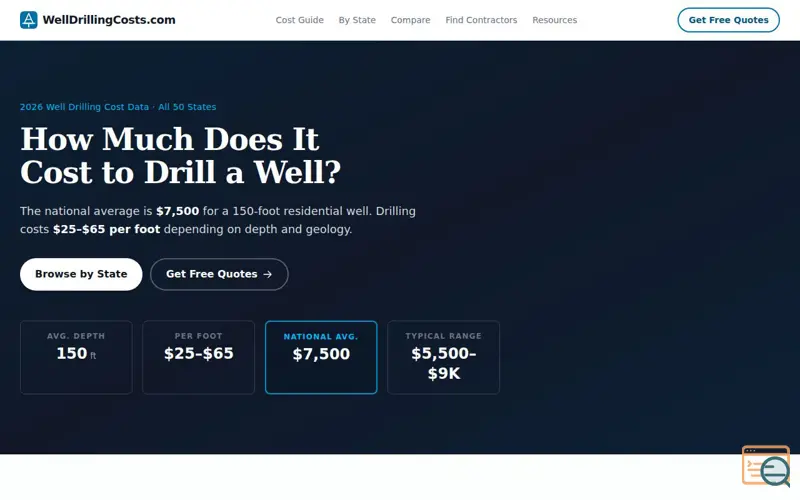 Screenshot of Water Well Drilling Cost