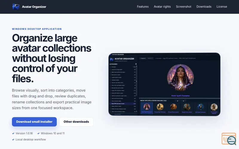 Screenshot of Avatar Organizer