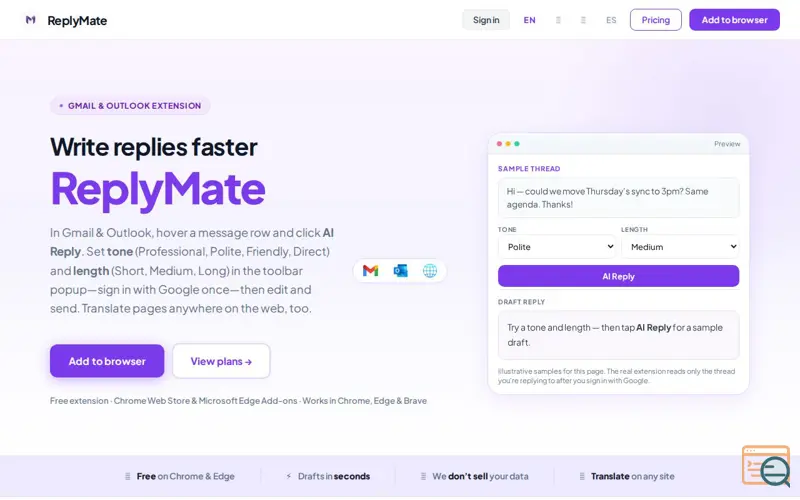 Screenshot of ReplyMate 