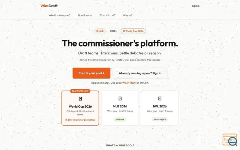Screenshot of WinsDraft