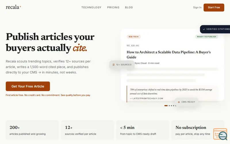 Screenshot of Recala