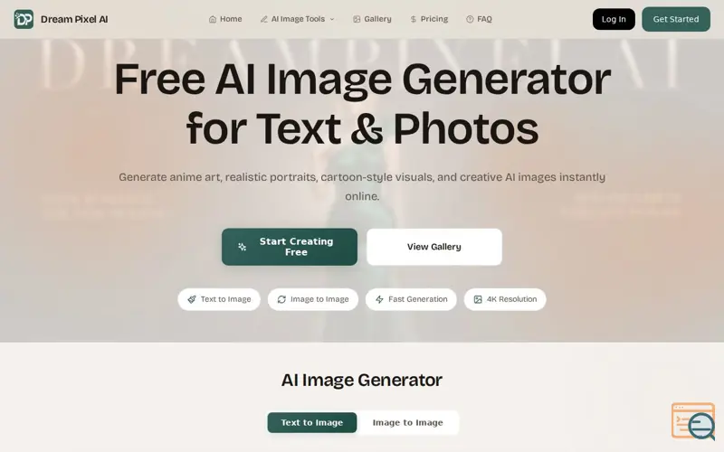 Screenshot of Dream Pixel AI