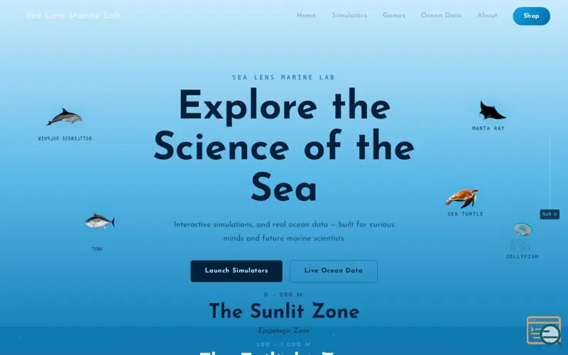 Screenshot of Sea Lens Marine Lab
