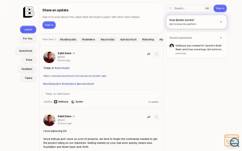 Screenshot of Bylder.app