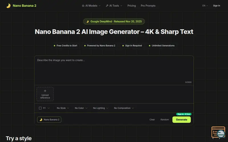 Screenshot of Nano Banana 2