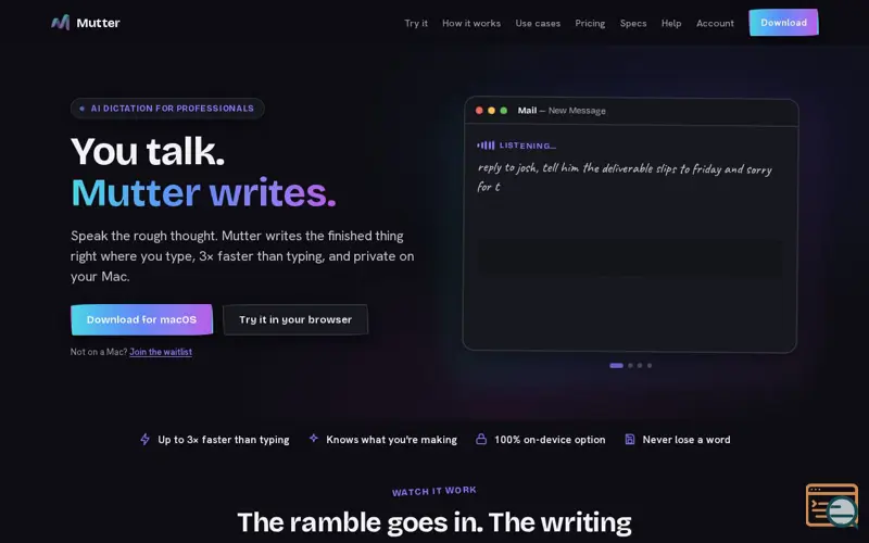 Screenshot of Mutter AI Dictation