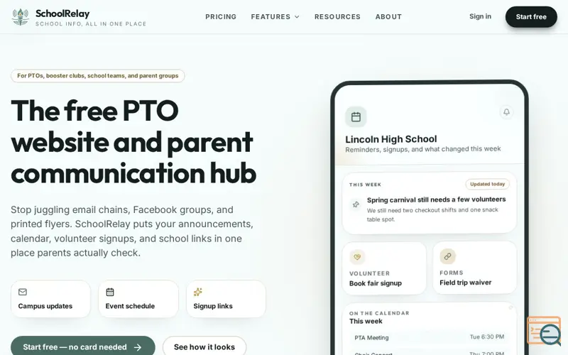 Screenshot of SchoolRelay