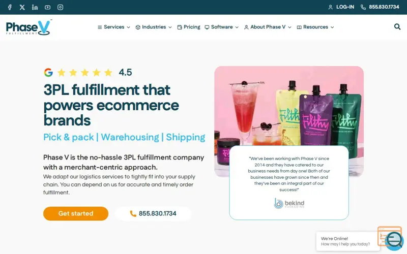 Screenshot of Phase V Fulfillment