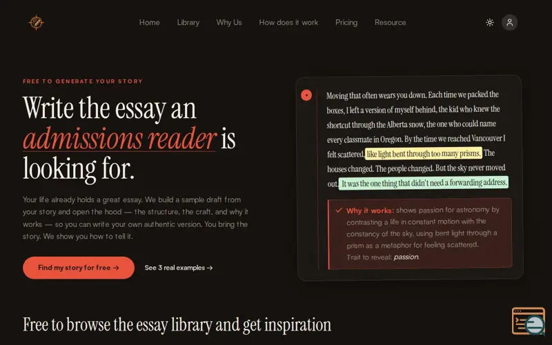 Screenshot of Essaycompass