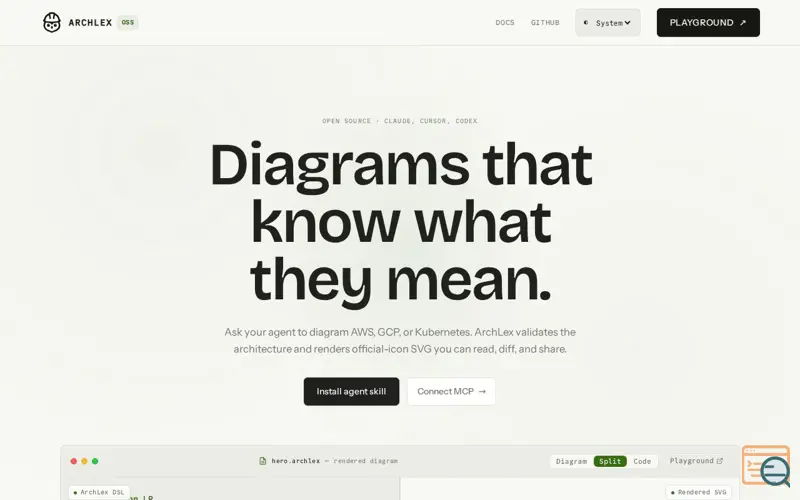 Screenshot of ArchLex: Cloud diagrams that understand your cloud