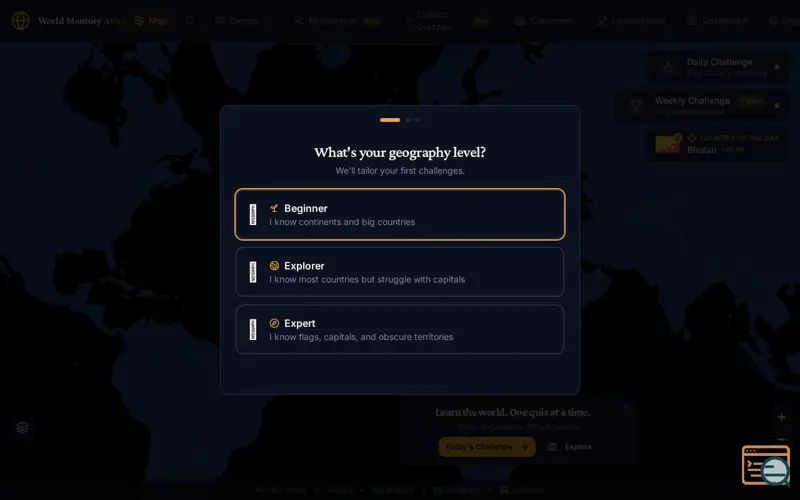 Screenshot of World Memory Atlas