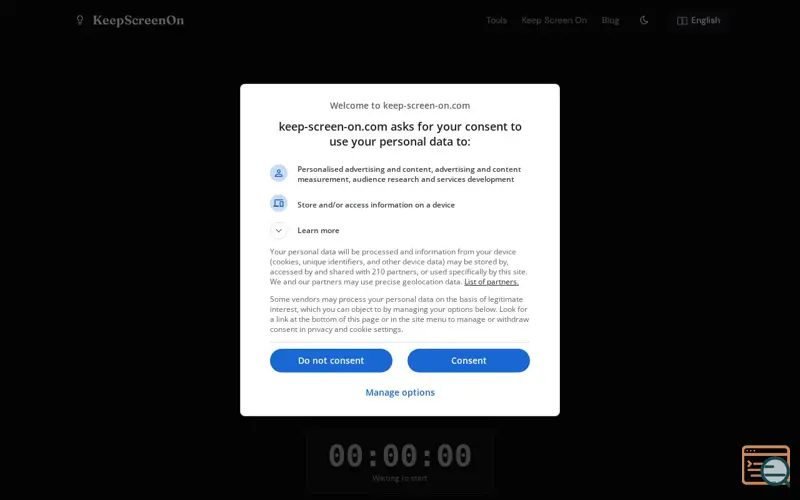 Screenshot of Keep Screen On