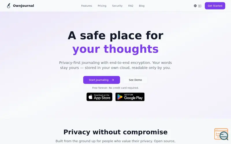 Screenshot of OwnJournal