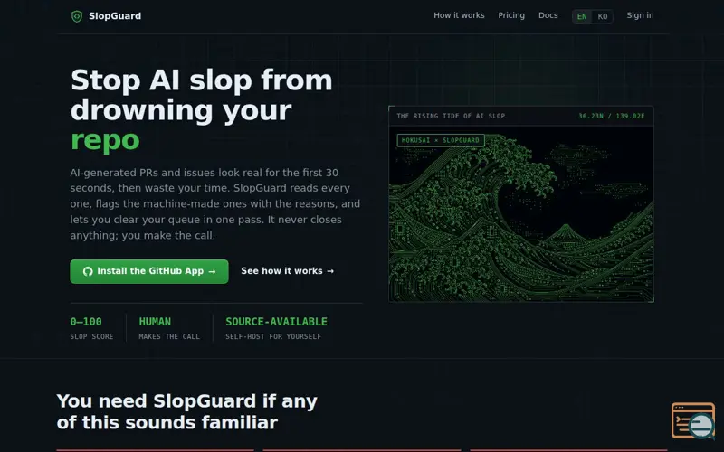 Screenshot of Slopguard