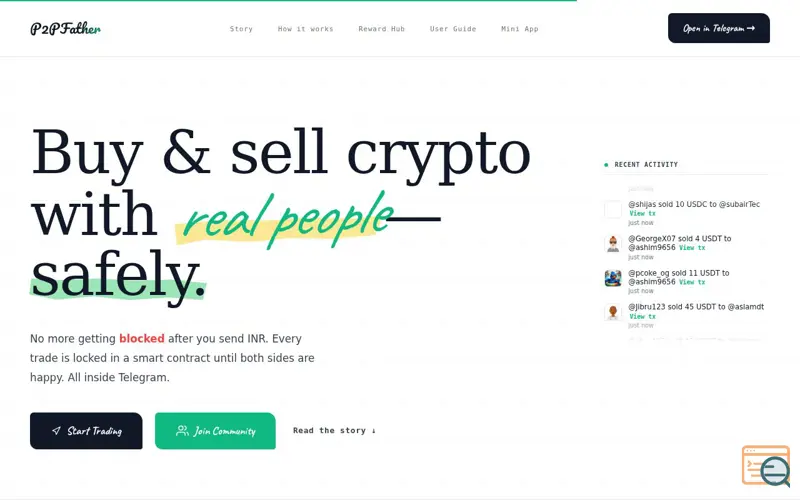 Screenshot of P2PFather — Trusted P2P Crypto Community