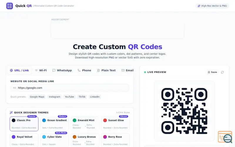 Screenshot of QuickQR