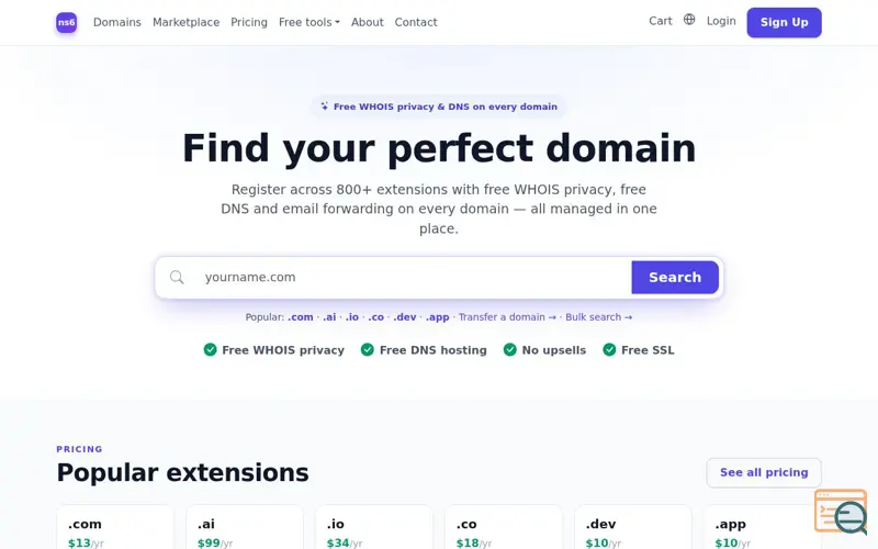 Screenshot of NS6, a launch using Bootstrap