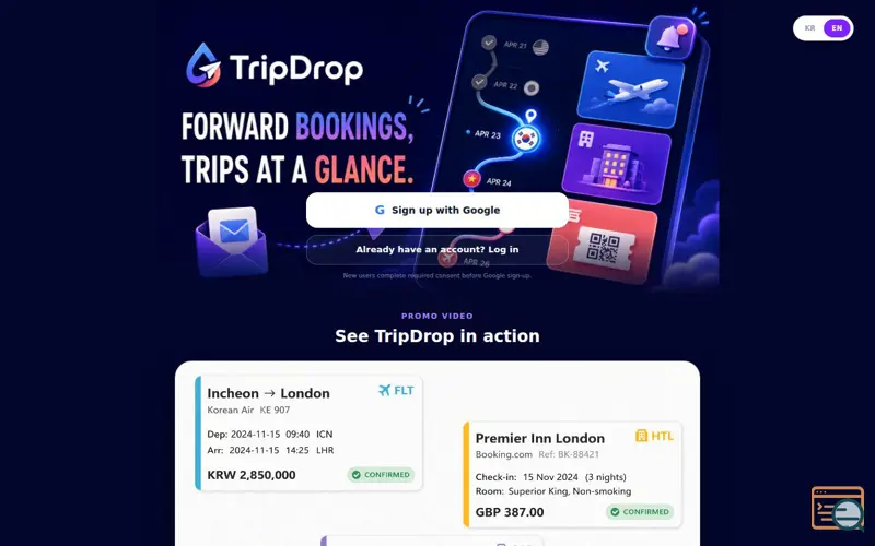 Screenshot of TripDrop