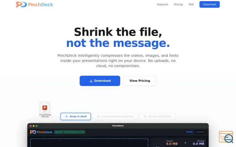 Screenshot of PinchDeck, a launch using HostNS