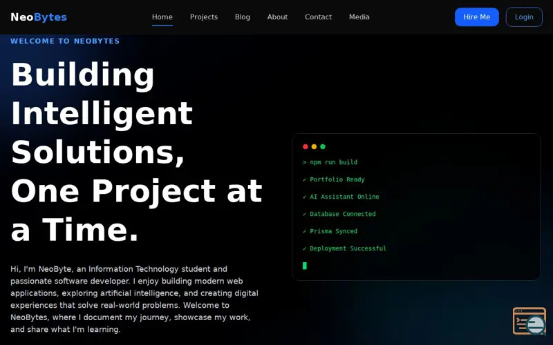 Screenshot of NeoByteHq Website
