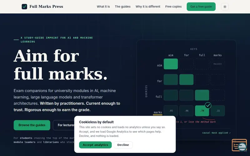 Screenshot of Full Marks Press
