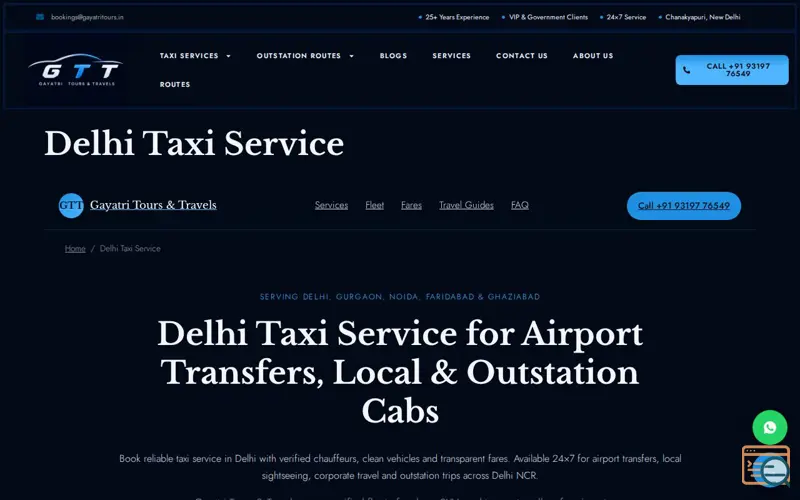 Screenshot of Gayatri tours and travels