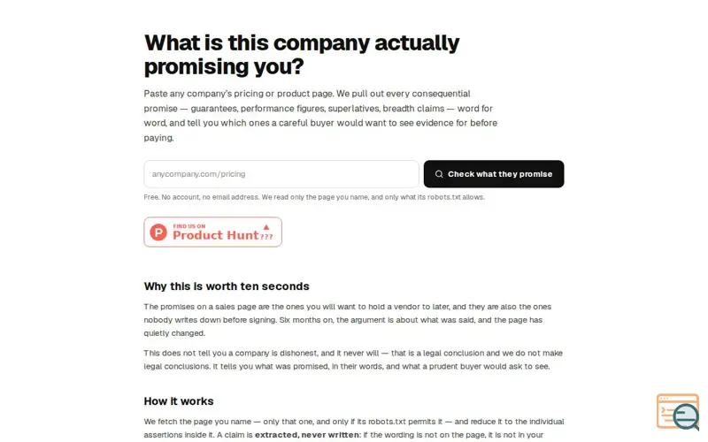Screenshot of PromiseProof