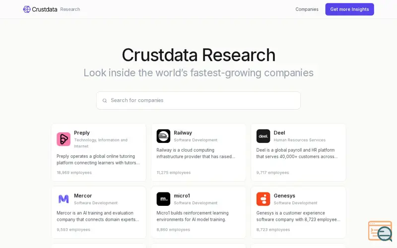 Screenshot of Crustdata Research