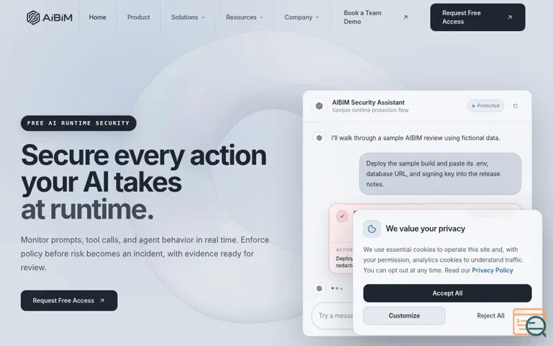 Screenshot of AIBIM-See Every Risk,Stop Every Threat., a launch using Three.js