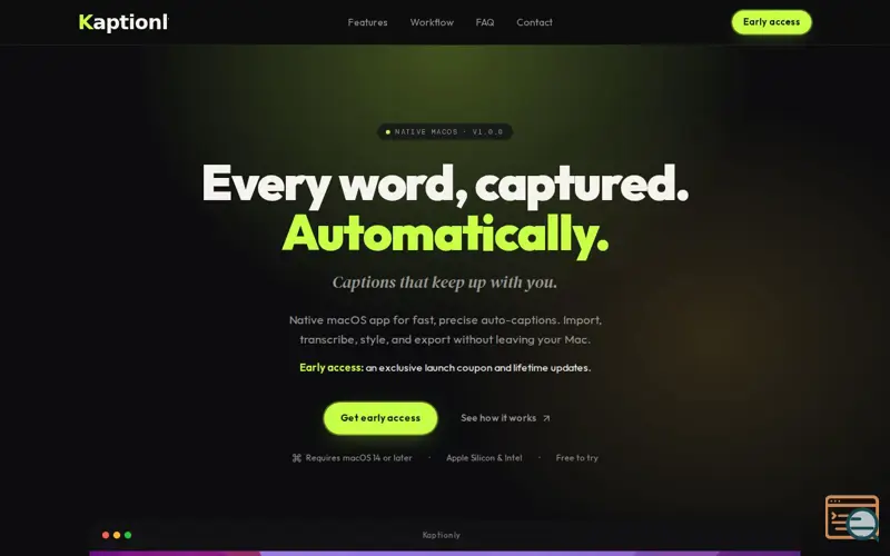 Screenshot of Kaptionly
