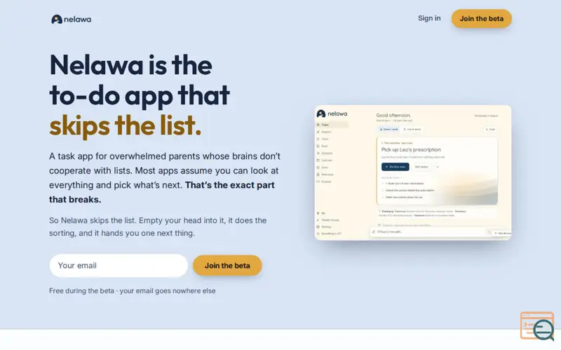 Screenshot of Nelawa — set the day down