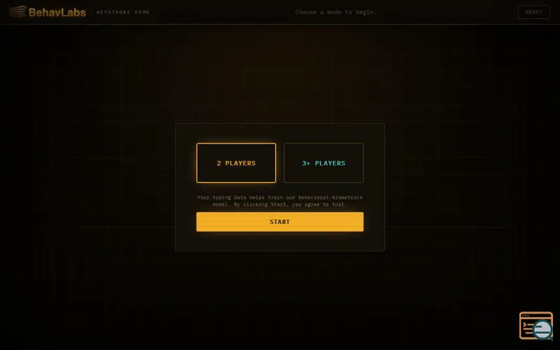 Screenshot of Keystroke Biometrics Demo