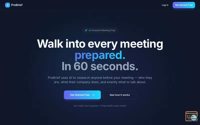 Screenshot of PreBrief