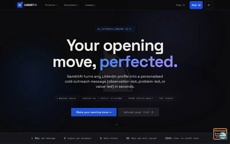 Screenshot of GambitAi