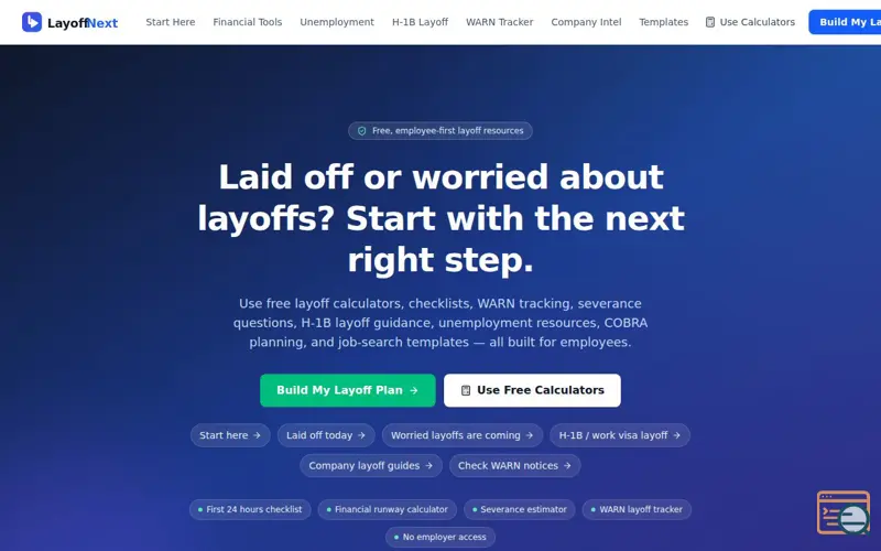 Screenshot of LayoffNext