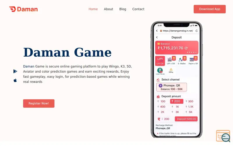 Screenshot of Daman Game - Daman Game Login App